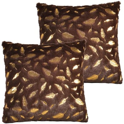 2 stuks Pluche Kussenhoes Effen Kleur Bronskleurig Veer Pluche Kussenhoes Kussensloop   voor Auto/Bank/Bed/Huis Decoratief 4545 45x45cm