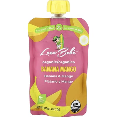 Loco Bebe, Purée Bio, 6+ Mois, Banane Mangue, 4 oz (113g)