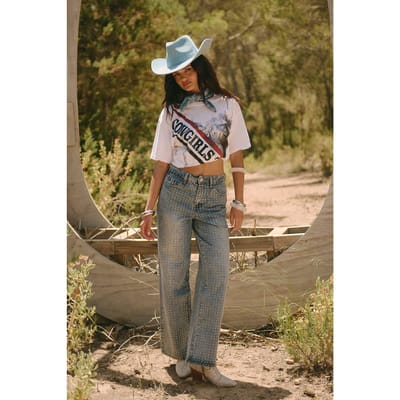 boohoo Dames Cowgirls Corset en Sash Bedrukt T-Shirt | Wit | Maat: Large
