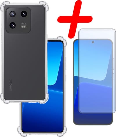Hoesje Met Screenprotector - Geschikt voor Xiaomi 13 - Sterk & Shockproof - Siliconen Case - Back Cover - Telefoon Hoes - Shock Proof - Transparant
