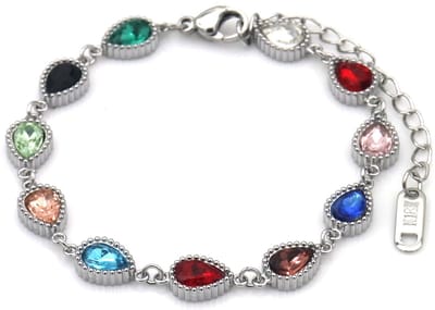 Armband - RVS - kristallen - 16-21 cm - multicolor