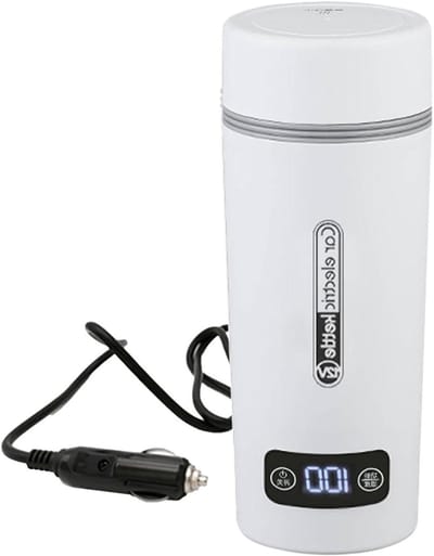 Auto Waterkoker - Reis Ketel - Warme Dranken Onderweg - Intelligente Temperatuurregeling - 450ml Capaciteit - Wit