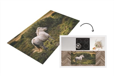 Keukenloper - Loper keuken - Paard - Wit - Struik - 120x60 cm - Keukenloper vinyl