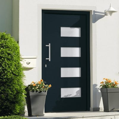 vidaXL - Voordeur - 110x210 - cm - aluminium - en - PVC - antraciet