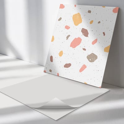 Wallfluent Vinyl Tegels - Abstract Patroon met Vlekken Vinyl Vloer Tegels - 30 cm x 30 cm - Wit PVC Tegels - Set van 9 - Vierkant PVC Tegels - Texturen Plaktegels - Zelfklevende Vinyl Tegels - Plaktegels Keuken en Badkamer