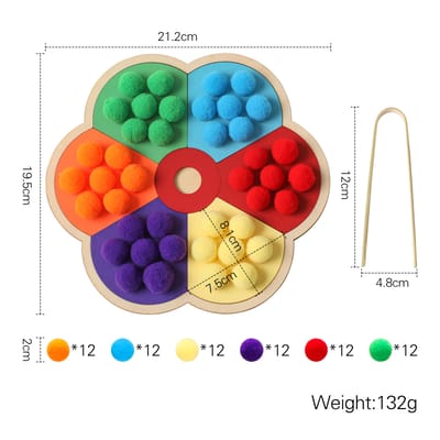 Jouet Montessori en Bois Forme Fleur Planche Arc-en-ciel Jouet Éducatif Motricité Fine Enfant Bébé Tri des Couleurs Jouet Sensoriel Cadeau Enfant