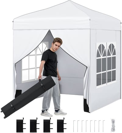 Partytent - 2 x 2m - Zijwanden - Easy Up - Paviljoen - Opvouwbaar - Waterdicht - Weerbestendig - Wit