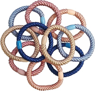 10 Gekleurde Gevlochten Haarelastiekjes Met Kraal - Dikke Haarelastiekjes Te Dragen Als Armband - 2-in-1 Haar Elastiek - 20 Stuks - Summer Mix