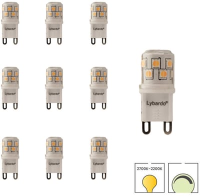 Lybardo - G9 ledlamp - 10-pack - 2.5W Dimbaar - Dim to Warm 2200K-2700K - 190 lumen - Vervangt 25W - 16 mm x 38 mm