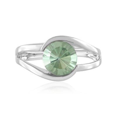Cavill - Zilveren ring 925 Sterling zilver geplatineerd - Groene Fluoriet 1,94 ct - Ronde facet slijpvorm - Elegante moderne damesring