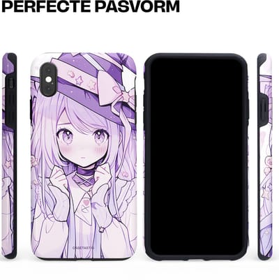 Casetastic hoesje geschikt voor Apple iPhone XS Max - Dubbellaagse bescherming - Strik en Staren - Fashion Case - Lila Lichtgrijs Wit Lichtroze