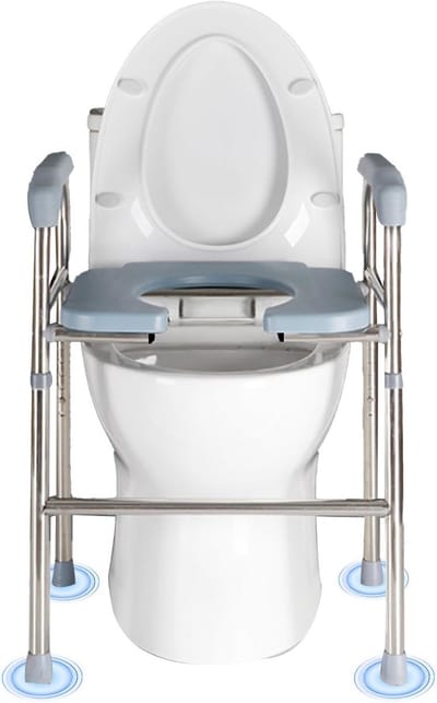 Verhoogd Toiletzitting met Armleuningen - In Hoogte Verstelbaar Zitverhoger voor Senioren en Ouderen