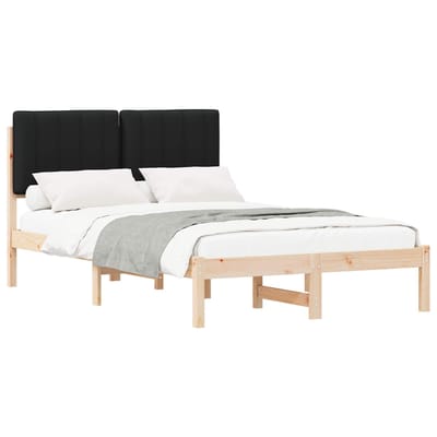 vidaXL - Bedframe - met - Gevoerde - Hoofdbord - Naturel - en - Zwart - 120 - x - 200 - cm