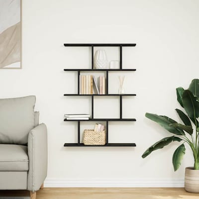 vidaXL - Wandschap - kubus - 12 - vakken - bewerkt - hout - zwart