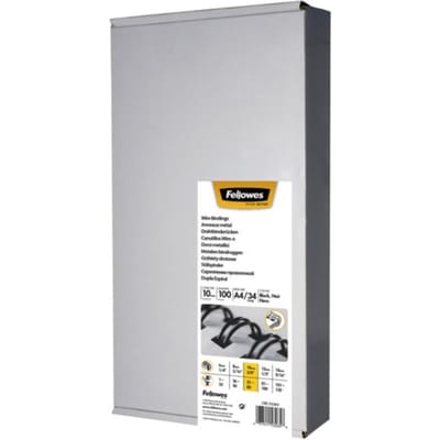 Draadrug fellowes 10mm 34-rings a4 zwart 100 stuks