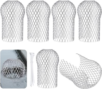 Aluminium Afvoerfilters voor Dakgoten - Set van 6 Stuks ter Bescherming tegen Bladeren, Takken en Vuil