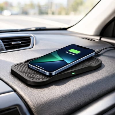 Bonola draadloze autolader 15W - antislip siliconen laadpad voor telefoon - USB-C snelladen