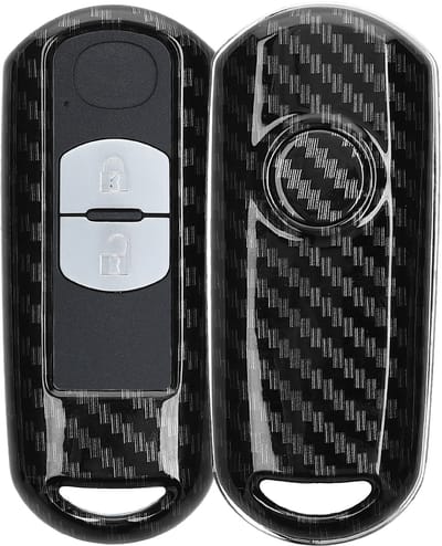 kwmobile autosleutelhoes geschikt voor Mazda 2-knops Keyless Go autosleutel - hardcover beschermhoes - Carbon design - zwart