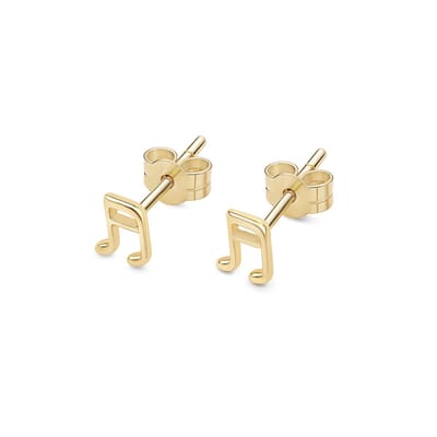14kt - Geelgouden Oorstuds met Muzieknoot 7 mm - 0,8 mm Staaf Dikte - 14 Karaat Gouden Oorbellen voor Dames - Muziek Oorknopjes - Echt Goud (585) - Inclusief Echtheidscertificaat