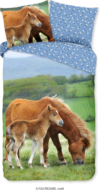 Good Morning dekbedovertrek paarden - 1 persoons 140x200/220 cm - Multi - 100% Katoen renforc�