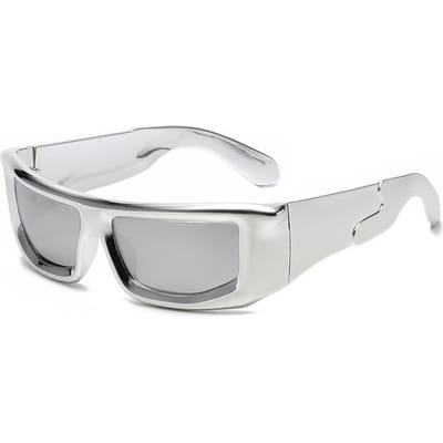 Nieuwste Y2K Gepersonaliseerde Cyberpunk Zonnebril Stijlvolle Dames Buiten Fietsen Bril Heren Zomer UV Bescherming Bril Premium 1PC white