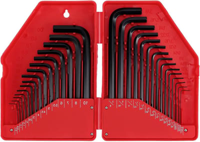 Set van 30 Inbussleutels, Metrisch 0.7-10 mm en 0.028 tot 3/8 Inch, Inclusief Opbergdoos, Ideaal voor Mechanica, Fietsen en Doe-Het-Zelf Projecten