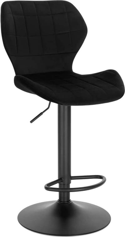 Barkrukken Set Zwart - Verstelbaar, Velvet en Industrial - Voor Eetkamer, Keuken en Woonkamer