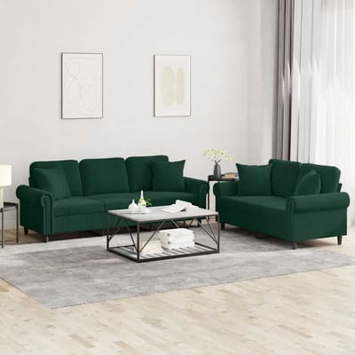 vidaXL - 2-delige - Loungeset - met - kussens - fluweel - donkergroen