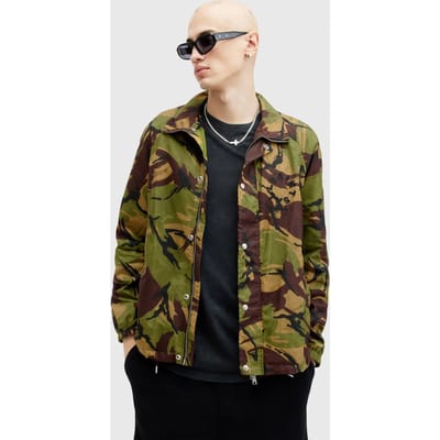 AllSaints Tierra Track Jacket Camo Green Maat: M | Legerjassen Outlet | Heren | Groen