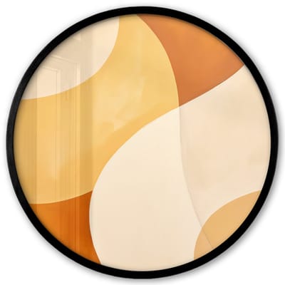 Poster in lijst Rond - Fotolijst 40x40 cm - Posters - Abstract - Patroon - Modern - Beige - Oranje - Ronde posterlijst zwart - Decoratie - Wanddecoratie woonkamer - Muurdecoratie slaapkamer