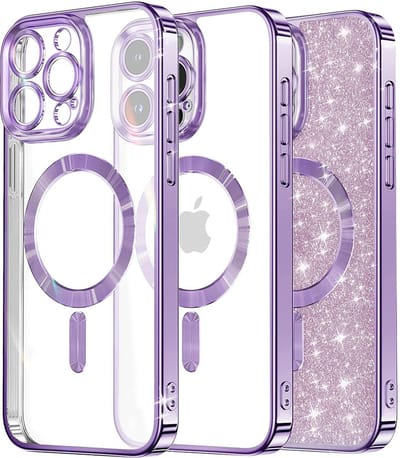 Hoesje geschikt voor Apple iPhone 16 Pro Max - Techsuit Luxury Glitter Back Cover - Geschikt voor MagSafe - Lichtpaars