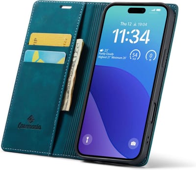 CaseMania Bookcase hoesje geschikt voor iPhone 16 Pro - Effen Groen - Kunstleer