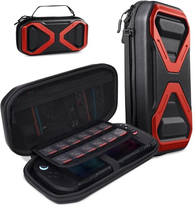 SUPCASE Opberghoes Geschikt voor Nintendo Switch 2 - Beschermhoes Game Card Organizer - Travel Case - Opbergruimte 24 Gamecards, SD Kaarten, Oplader, Joy Cons - Hoesje met Ritssluiting - Rood