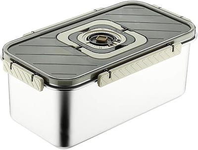 Broodtrommel Roestvrijstaal - Luchtdichte Container - Brood Vers Houden - Met Datummarkering - 36 x 20.2 cm - Zilver