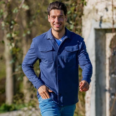 Heren Overshirt Andel - Donkerblauw Melange