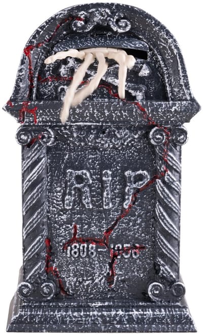 Animatronic Halloween decoratie Grafsteen met skelettenhand licht geluid en beweging