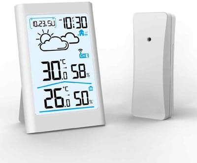 GELLDG Horloges met weerstation - Weerstations - 119x21.5x80mm - Eenvoudig design met binnen- en buitentemperatuur en luchtvochtigheid - Geschikt voor thuis en kantoor - Kunststof - Duidelijke weergave en praktische functies
