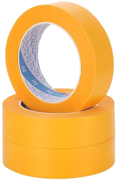 Pack van 3 Gouden Maskingtape 30 mm x 50 m - Zelfklevende Verf Tape voor Nauwkeurige Kleurgrenzen, Perfect voor Schilderwerk en Decoratie