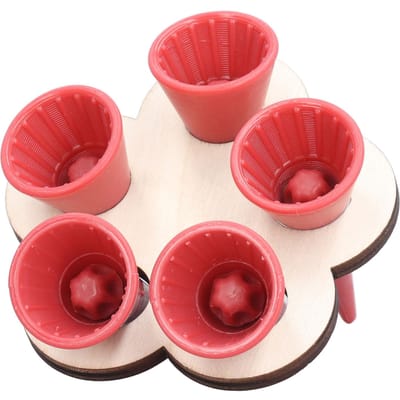 Abreuvoir à abeilles avec support en bois 5 tasses Distributeur d'eau en plastique Station d'abreuvement pour les abeilles assoiffées