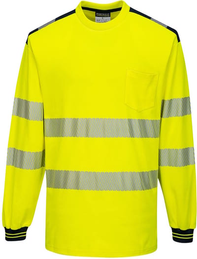 Portwest PW3 Hi-Vis T-shirt met lange mouw T185 - Geel/Zwart - 4XL