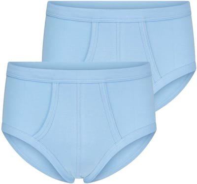 2-pak heren slip kleur, M3000 - 100% Katoen- Met gulp - Voorsluiting - Klassiek mannen ondergoed - Lichtblauw / S