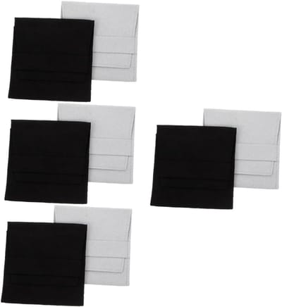 Sieraden opbergzakjes - Reis etui - Sieraden organiseren - Krasvrij en anti-klit - 8 stuks - Zwart grijs