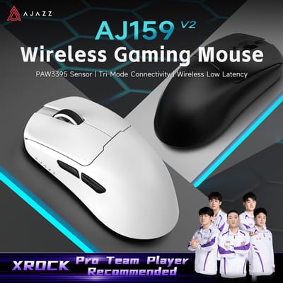 AJAZZ AJ159 V2 Muis met verwisselbare batterij en 1 extra batterij, PAW3311 Esports-gamingmuis voor kantoor, gaming en campus