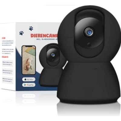 Huisdiercamera met App - Petcam - Hondencamera en Beveiligingscamera - Camera Huisdier - Bewakingscamera - Baby Camera - Wifi - Zwart