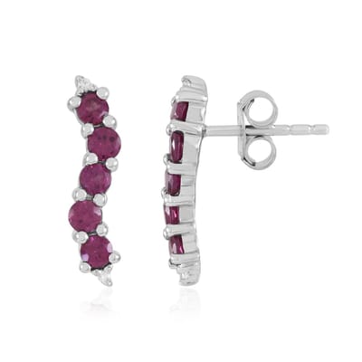 Cavill - Elegante Oorbellen - 925 Sterling Zilver Platina Coating - 0,85 ct Rhodoliet Rond - 0,019 ct Zirkonia - Dames Sieraden
