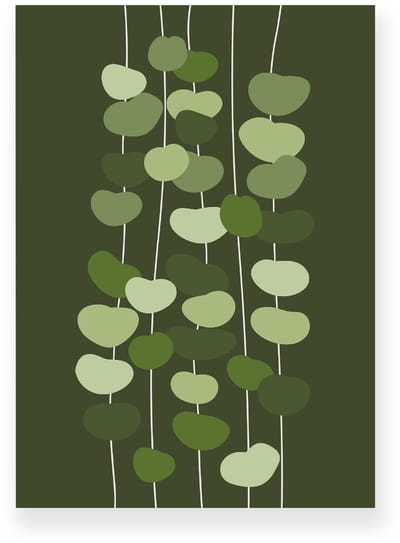 Poster 20x30 cm - Eucalyptus Takken - Planten - Donkergroen - Lichtgroen - Minimalistisch - Botanisch - Muurdecoratie - Wanddecoratie