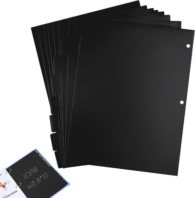 A4 Zwarte Plastic Ringband Scheidingsbladen met 8 Tabs voor School, Kantoor en Organisatie van Notities en Mappen