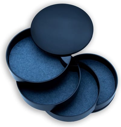 Intirilife sieradendoos met 4 draaibare niveaus in zwart - 10 x 11 cm - Sieradenkistje voor dames meisjes 360 graden opbergruimte