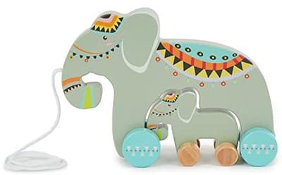 Houten trekspeelgoed olifant set voor kinderen vanaf 1 jaar | Schattig houten speelgoed voor baby's | Educatief speelgoed voor motorische ontwikkeling