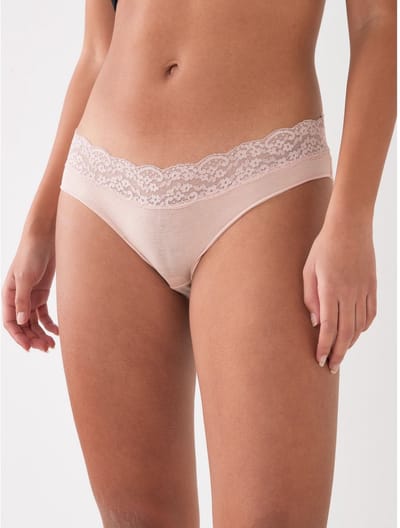 Next - Dames - Set van 4 hoog opgesneden slips van kant en katoen - Huidkleur